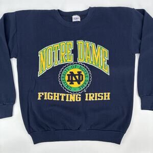 Vintage Notre Dame Sweatshirt Men XL Blue Tultex Fighting Irish Team USA 80s